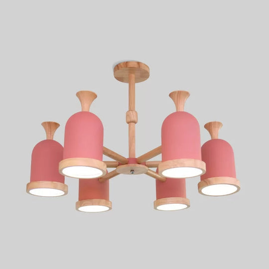 Nordic Design Inverted Goblet Pendant Light: Wood Chandelier For Childs Bedroom