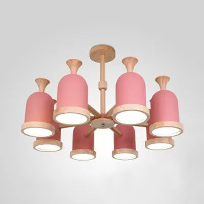 Nordic Design Inverted Goblet Pendant Light: Wood Chandelier For Childs Bedroom