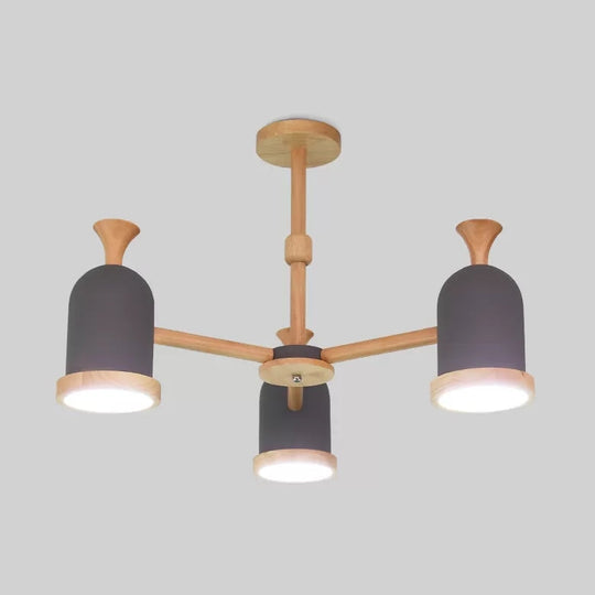 Nordic Design Inverted Goblet Pendant Light: Wood Chandelier For Childs Bedroom