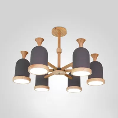 Nordic Design Inverted Goblet Pendant Light: Wood Chandelier For Childs Bedroom