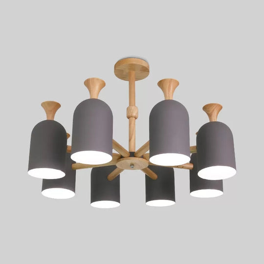 Nordic Design Inverted Goblet Pendant Light: Wood Chandelier For Childs Bedroom