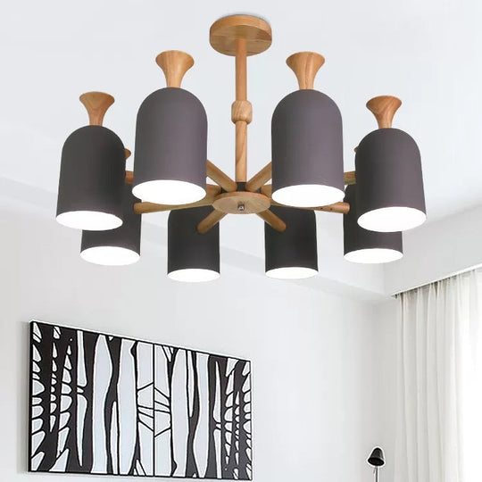 Nordic Design Inverted Goblet Pendant Light: Wood Chandelier For Childs Bedroom