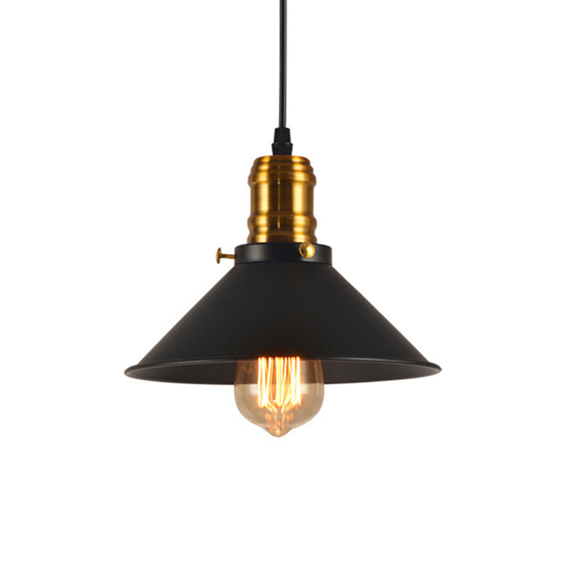 Loft-Style Brass Pendant Lighting - Tapered Shade, 1-Light, Metal, Hanging Ceiling Light - (1/2/3-Pack)