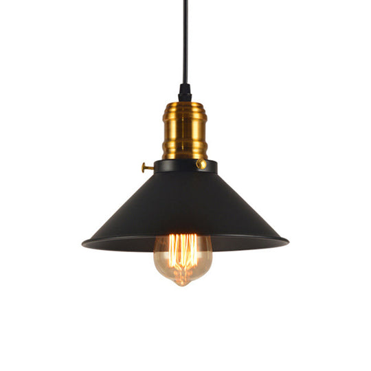 Loft-Style Brass Pendant Lighting - Tapered Shade, 1-Light, Metal, Hanging Ceiling Light - (1/2/3-Pack)