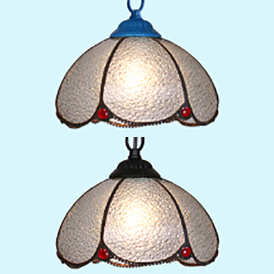 Tiffany Black/Blue Pendant Ceiling Lamp With Handcrafted Glass Shade - Perfect For Living Room