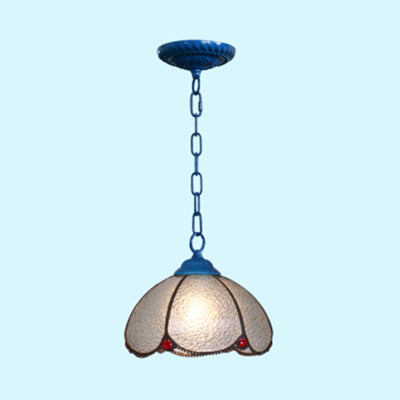 Tiffany Style Bulb Ceiling Lamp - Black/Blue Pendant Light for Living Room with Handcrafted Clear Glass Shade