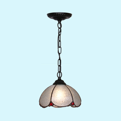 Tiffany Style Bulb Ceiling Lamp - Black/Blue Pendant Light for Living Room with Handcrafted Clear Glass Shade