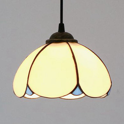 Tiffany-Style Handcrafted Art Glass Ceiling Light With Wide Flare And Suspended 1 Head: