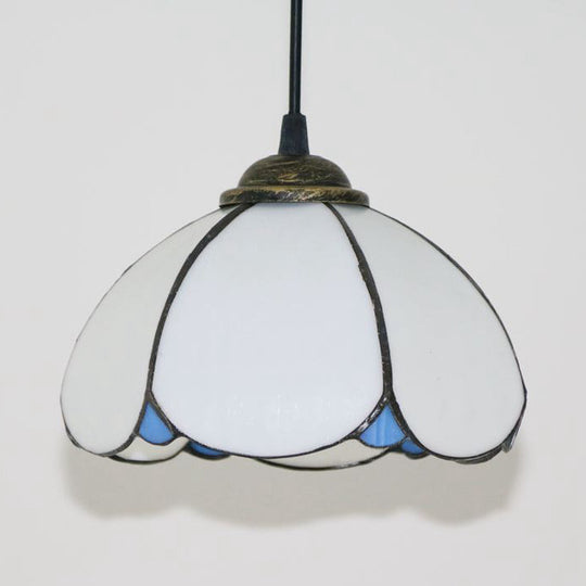 Tiffany-Style Handcrafted Art Glass Ceiling Light With Wide Flare And Suspended 1 Head: