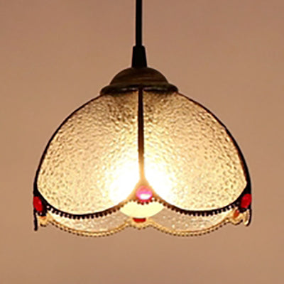 Tiffany-Style Handcrafted Art Glass Ceiling Light With Wide Flare And Suspended 1 Head: