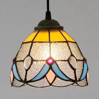 Black Stained Glass Tiffany Mini Bowl Pendant Light - Single Hanging Lamp / Frosted