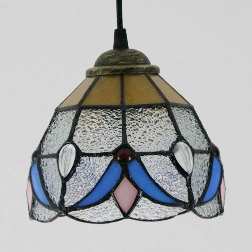 Black Stained Glass Tiffany Mini Bowl Pendant Light - Single Hanging Lamp