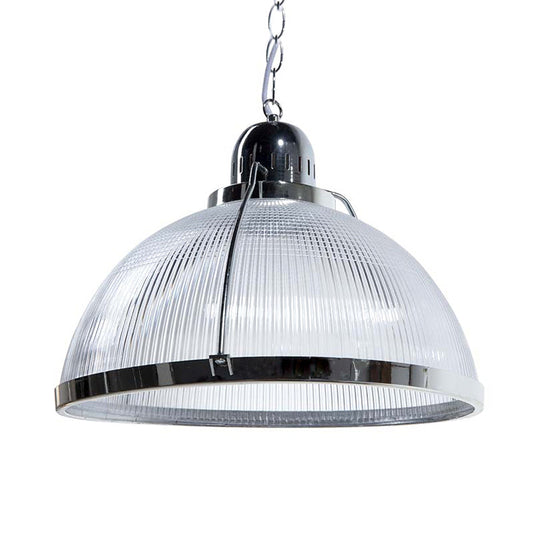 Industrial Ribbed Dome Pendant Lamp in White/Red/Yellow - Acrylic and Metal