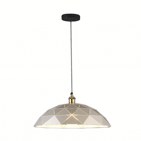 Industrial Black/White Metal Pendant Light For Living Room - 1 Dome Suspension Lamp 13/16/19.5 Wide