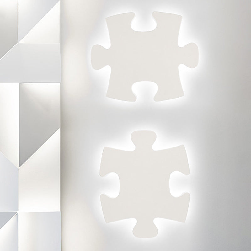 Nordic Led Acrylic Jigsaw Puzzle Wall Sconce In White/Black For Living Room - White/Warm Light