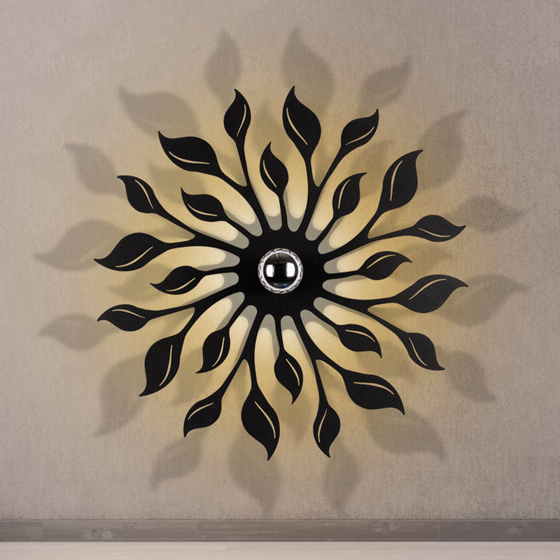 Nordic Led Wall Mounted Lamp In Black Blossom Finish For Living Room