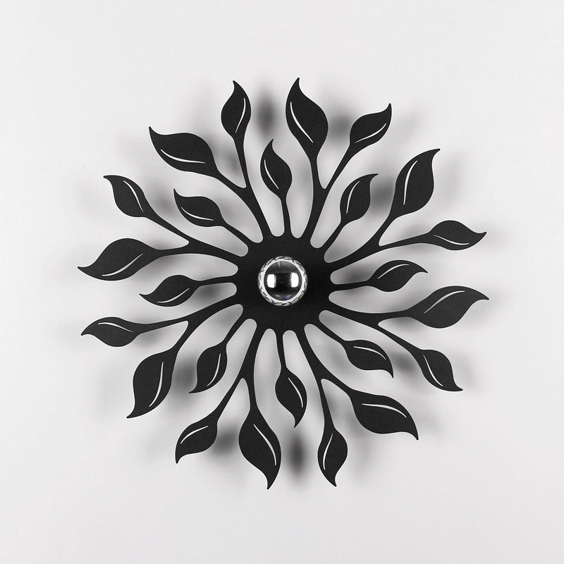 Nordic Led Wall Mounted Lamp In Black Blossom Finish For Living Room