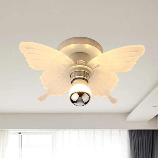 Nordic White Butterfly LED Flush Mount Lamp with Acrylic Shade – Corridor Lighting Fixture