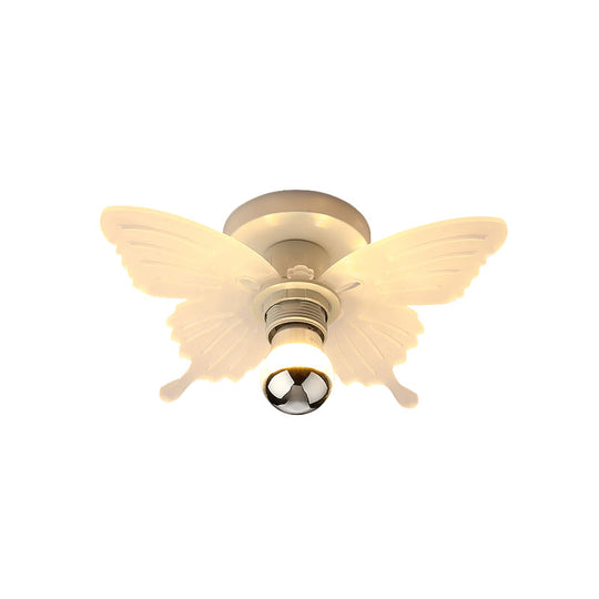 Nordic White Butterfly LED Flush Mount Lamp with Acrylic Shade – Corridor Lighting Fixture