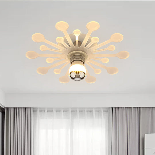 Nordic White Dandelion LED Semi Flush Ceiling Light with Acrylic Shade