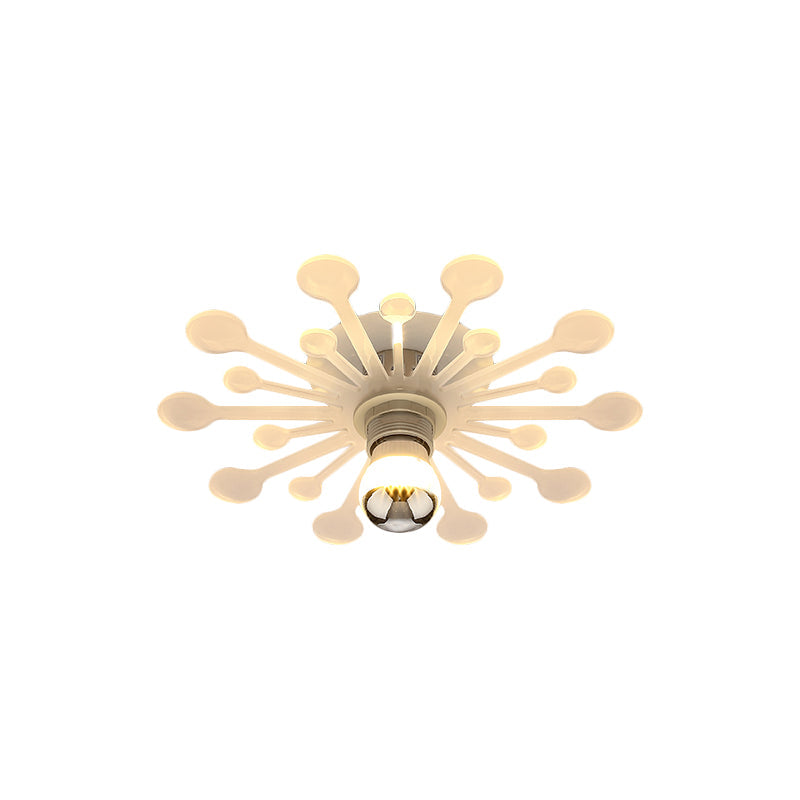 Nordic White Dandelion LED Semi Flush Ceiling Light with Acrylic Shade