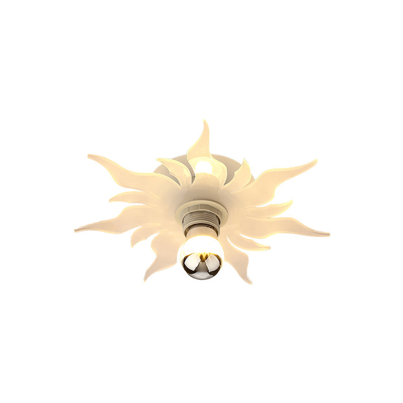 Nordic White LED Corridor Lamp with Sunflower Acrylic Shade - White/Warm Light Flush Mount Fixture