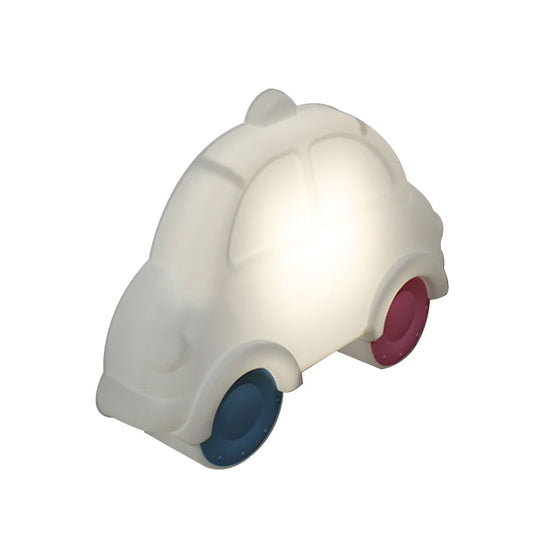 Cartoon Car Corner Wall Sconce - Led Plastic Lamp Fixture In White-Blue-Pink