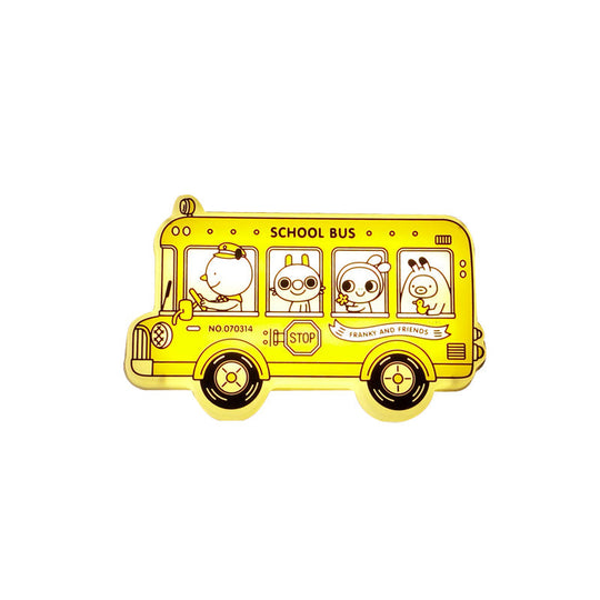 Yellow Bus Sconce Light: Cartoon Led Wall Lamp With Animal Pattern