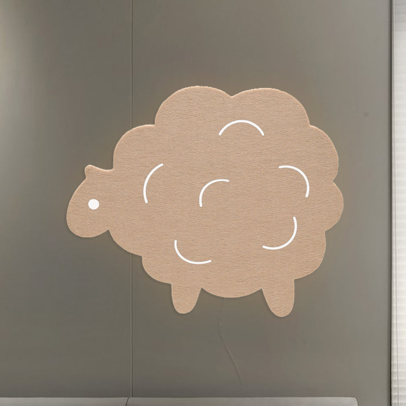 Cartoon Led Wall Lamp For Kids Bedroom With Felt Sheep Pine Tree And Airship - Available In Pink