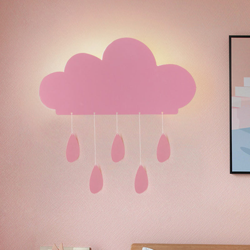 Rain Cloud Shape Led Bedside Wall Mount Lamp In Blue/Pink Pink