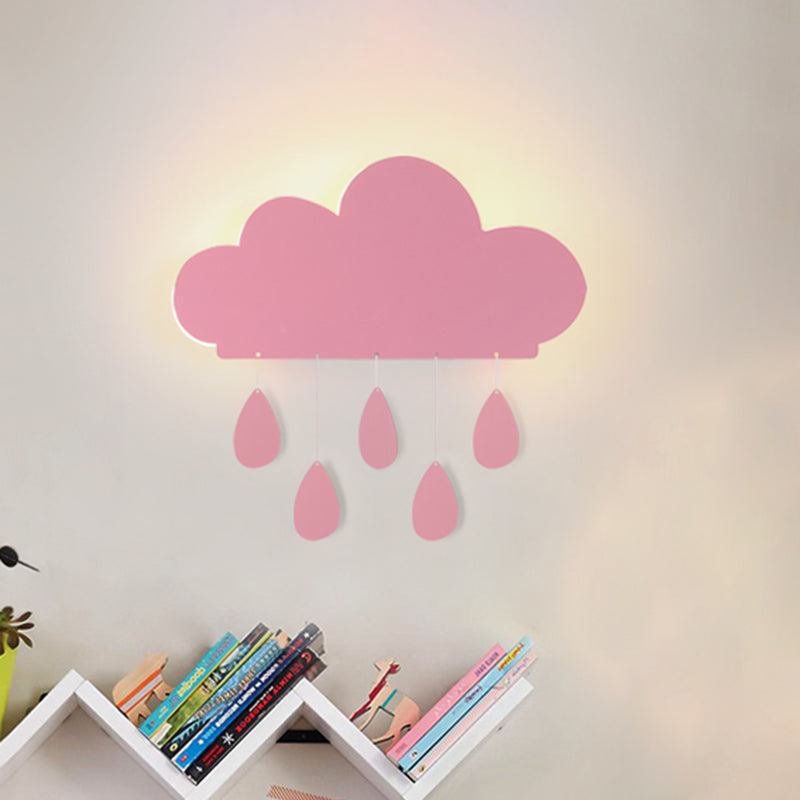 Rain Cloud Shape Led Bedside Wall Mount Lamp In Blue/Pink