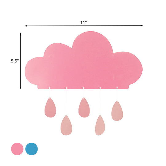 Rain Cloud Shape Led Bedside Wall Mount Lamp In Blue/Pink