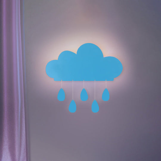 Rain Cloud Shape Led Bedside Wall Mount Lamp In Blue/Pink