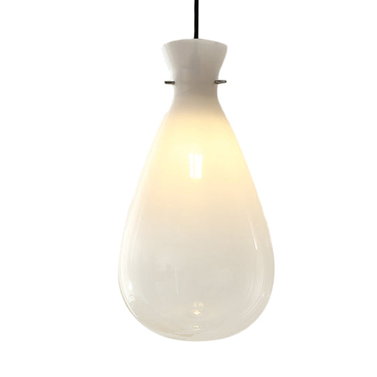 White Glass Waterdrop Hanging Light For Restaurant Ceilings - 1-Light Suspension Lamp