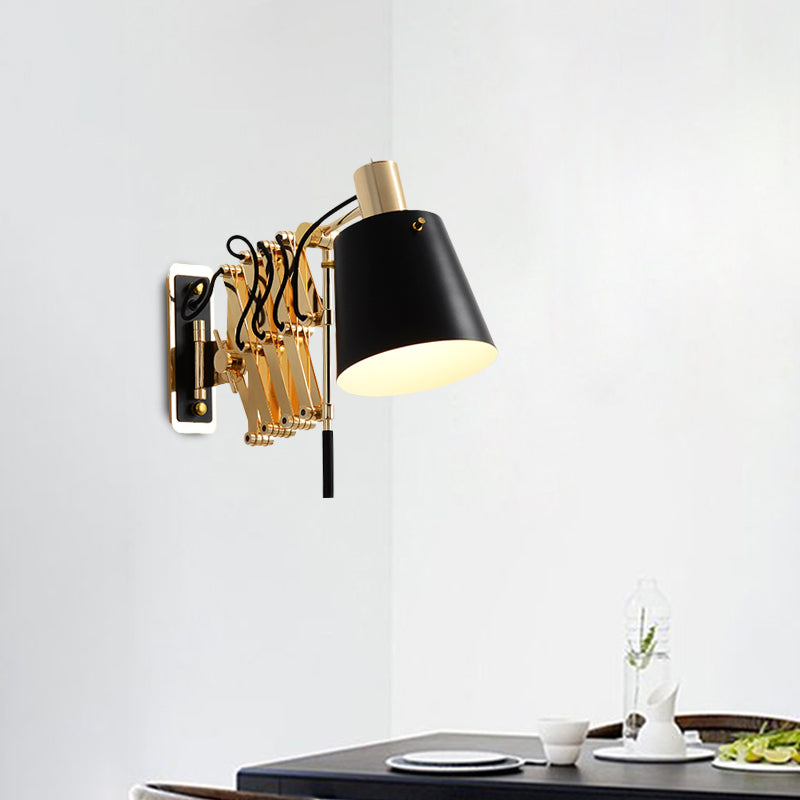 Modern Metallic Gold Wall Mount Sconce Lamp With Barrel Shade