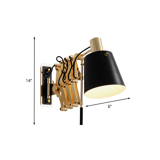 Modern Metallic Gold Wall Mount Sconce Lamp With Barrel Shade