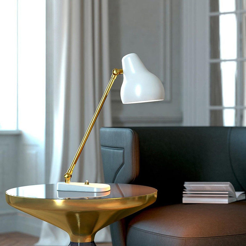 Modern Led Bedside Table Lamp In White And Gold - Rotatable Reading Light