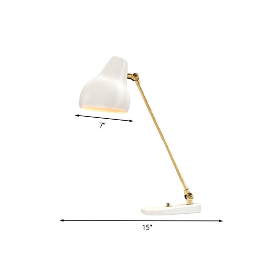 Modern Led Bedside Table Lamp In White And Gold - Rotatable Reading Light