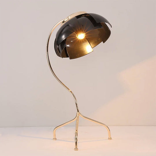 Modern Metal Desk Lamp With Tripod Base - Dome Design 1 Bulb Black Finish