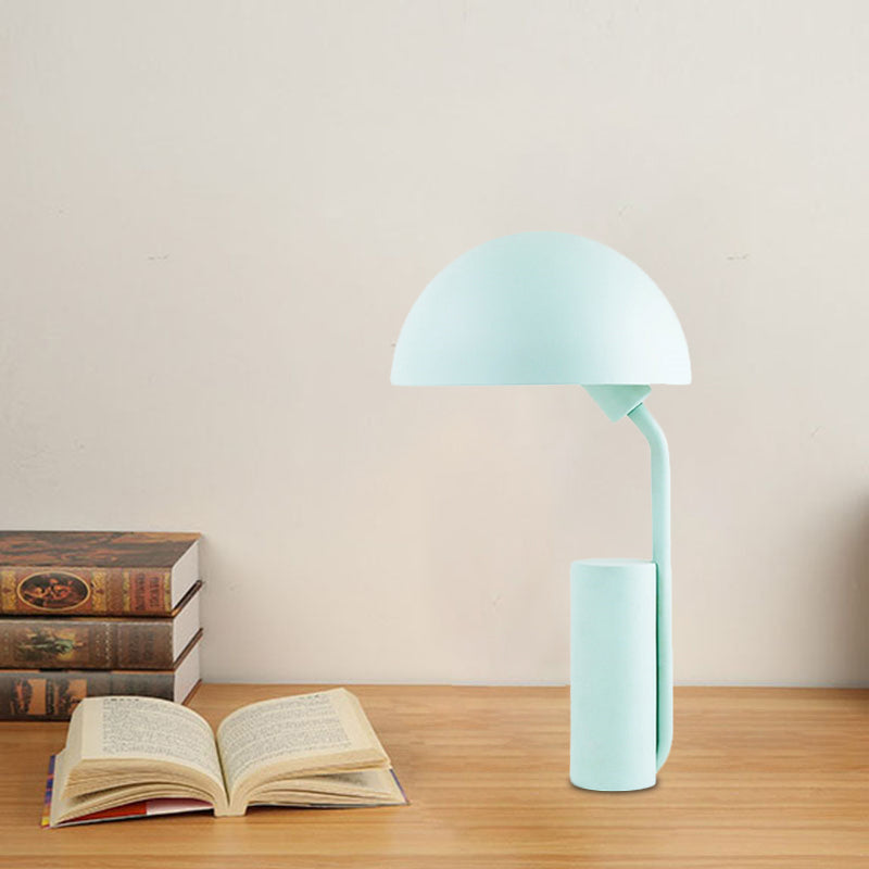 Adjustable Iron Domed Macaron Desk Lamp With Black/Light Green Finish Light