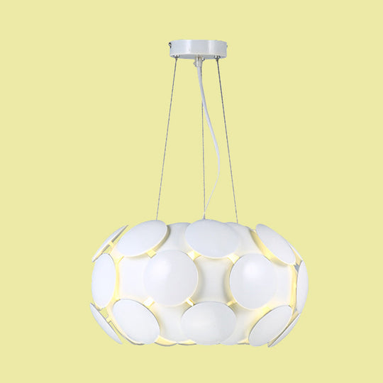 White Acrylic Circle Pendant Chandelier With Drum Design - Modern 3-Light Ceiling Lamp For