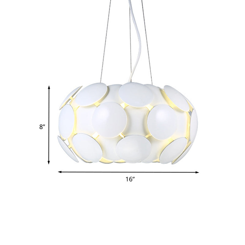 White Acrylic Circle Pendant Chandelier With Drum Design - Modern 3-Light Ceiling Lamp For