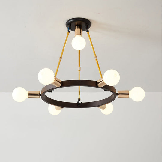 Minimalist Metal Loop Pendant Light: Modern 7/9-Head Black and Gold Chandelier for Bedroom