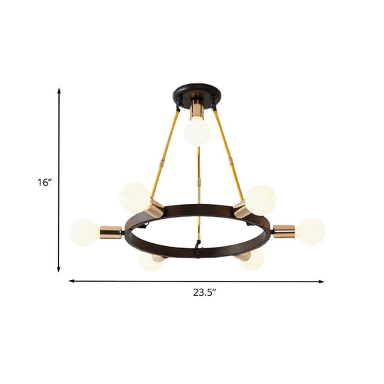 Minimalist Metal Loop Pendant Light: Modern 7/9-Head Black and Gold Chandelier for Bedroom