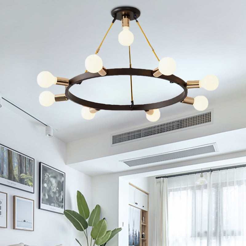 Minimalist Metal Loop Pendant Light: Modern 7/9-Head Black and Gold Chandelier for Bedroom