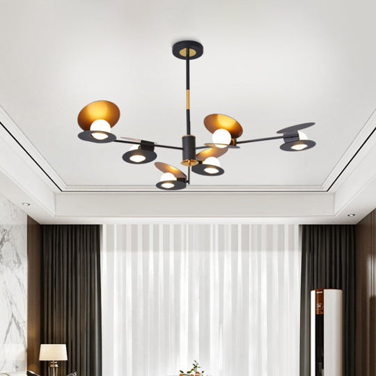 Contemporary Mussel-Shaped Ceiling Chandelier: 6/8-Bulb Living Room Suspension Lamp in Blue/Black & Gold