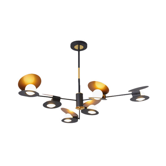 Contemporary Mussel-Shaped Ceiling Chandelier: 6/8-Bulb Living Room Suspension Lamp in Blue/Black & Gold