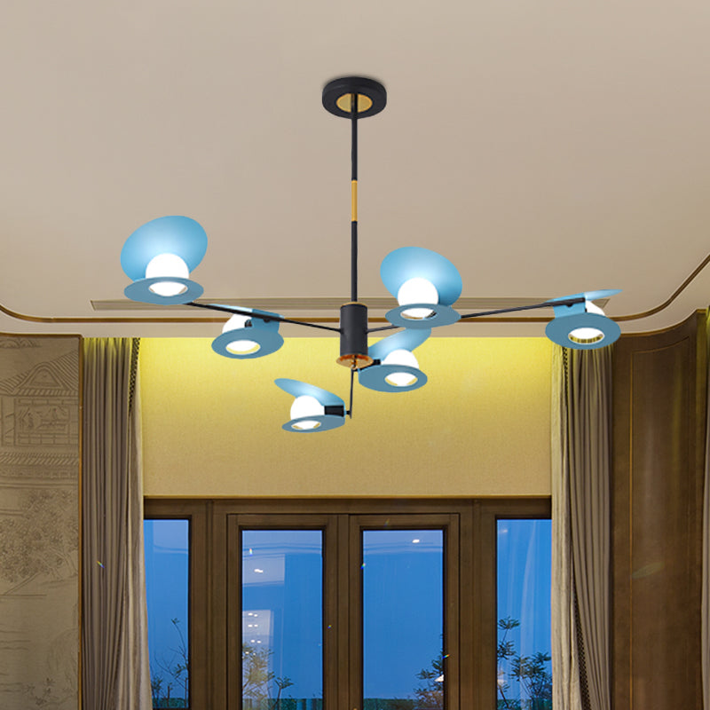 Contemporary Mussel-Shaped Ceiling Chandelier: 6/8-Bulb Living Room Suspension Lamp in Blue/Black & Gold