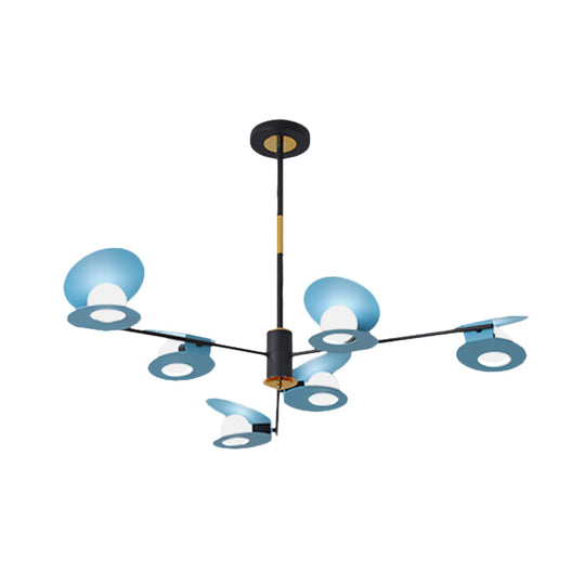 Contemporary Mussel-Shaped Ceiling Chandelier: 6/8-Bulb Living Room Suspension Lamp in Blue/Black & Gold