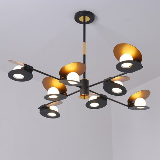 Contemporary Mussel-Shaped Ceiling Chandelier: 6/8-Bulb Living Room Suspension Lamp in Blue/Black & Gold